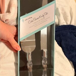 Clear Acrylic Handle Cake Server and Knife Set - Clear/Silver